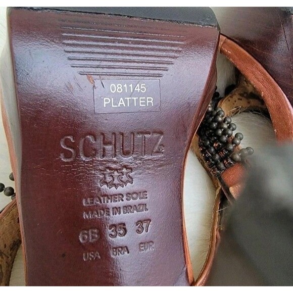 Schutz platter embellished heels sandals brown Wmns sz 6B - Picture 6 of 6